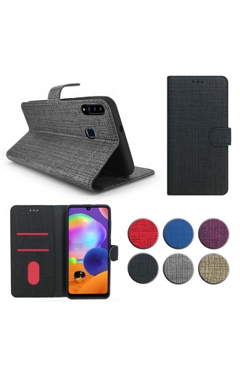 Samsung Galaxy M30 (M305) Kılıf FitCase Fabric Kapaklı Cüzdanlı