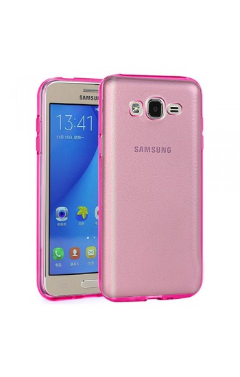 Samsung Galaxy On5 (G5520) Kılıf Soft Silikon Şeffaf-Pembe Arka Kapak