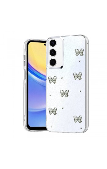 Samsung Galaxy S24 FE / S25 FE Kılıf Fiyonk Desenli Şeffaf Kapak