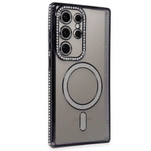 Samsung Galaxy S24 Ultra Kılıf Joke Seri Magsafe Özellikli Taşlı Simli Silikon Kapak