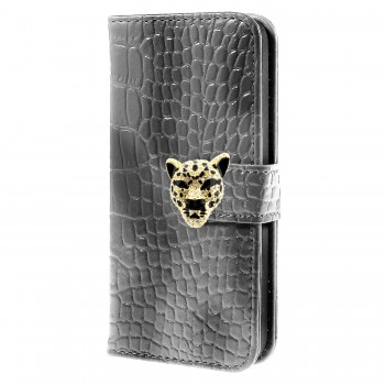 Samsung Galaxy S3 (I9300) Leopar Taşlı Cüzdanlı Kılıf Gri Samsung Galaxy S3 (I9300) Leopar Taşlı Cüzdanlı Kılıf Gri