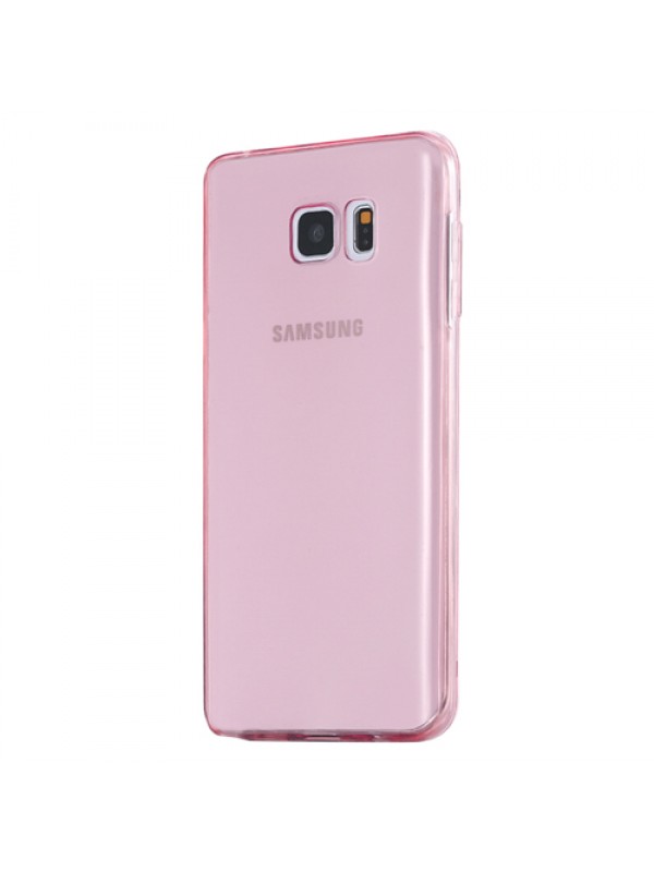 Samsung Galaxy S6 EDGE (G925) Kılıf Soft Silikon Şeffaf-Pembe Arka …