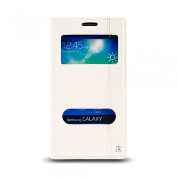 Samsung Galaxy S6 (G920) Gizli Mıknatıslı Pencereli Magnum Kılıf Beyaz