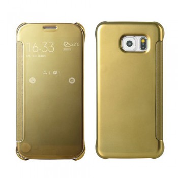 Samsung Galaxy S6 (G920) S View Şeffaf Cover Uyku Modlu Kılıf Gold Samsung Galaxy S6 (G920) S View Şeffaf Cover Uyku Modlu Kılıf Gold