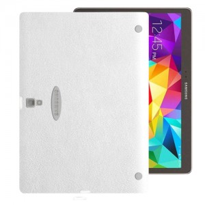 Samsung Galaxy Tab S T800 10.5" Kılıf Deri Dokulu Silikon Arka Kapak Beyaz