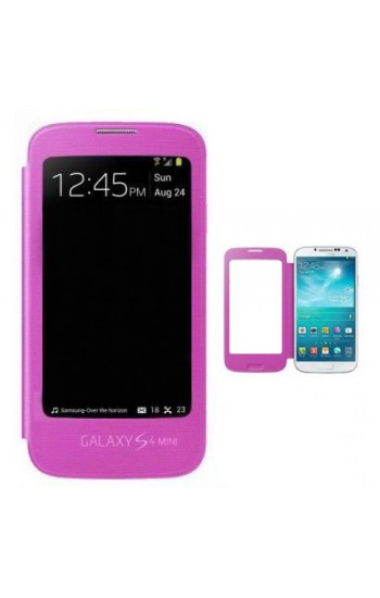 Samsung I9190 Galaxy S4 Mini Tam Camlı Pencereli Kılıf Pembe&hellip;