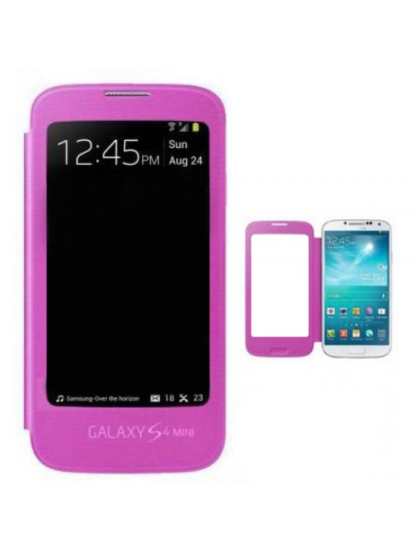 Samsung I9190 Galaxy S4 Mini Tam Camlı Pencereli Kılıf Pembe&hellip;
