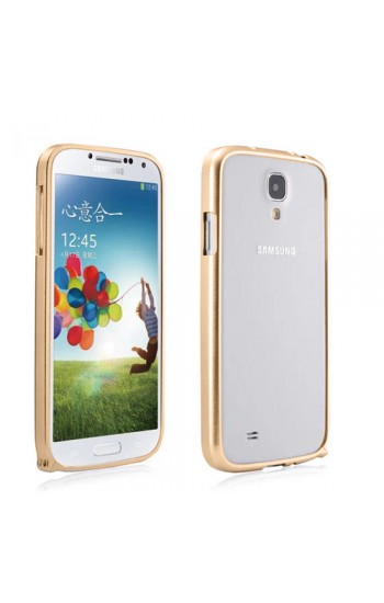 Samsung I9500 S4 0,7 mm Metal Bumper Çerçeve Kılıf Gold