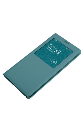Samsung N9000 Note 3 S View Dikişli Deri Pencereli Kılıf İnci Mavi&hellip;