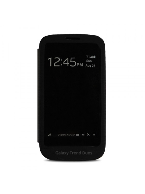 Samsung S7562 Galaxy Trend Tam Camlı Pencereli Kılıf Siyah&hellip;