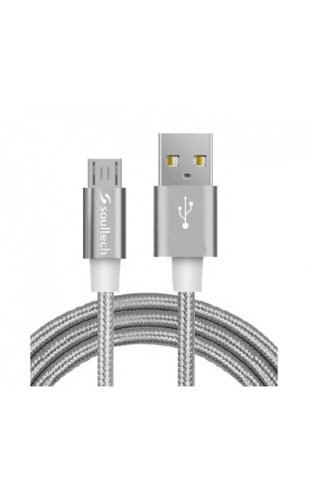 Soultech DK036G Micro USB 2A Örgü Data ve Şarj Kablosu Gümüş