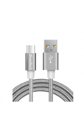 Soultech DK037G 2A Type-C Örgü Data ve Şarj Kablosu Gümüş…