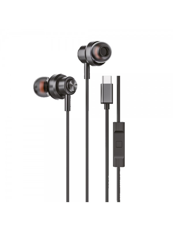 Soundme LS725A Type-C Girişli Metal Başlıklı Mıknatıslı Kablolu Kulaklık - Koyu Gri