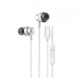 Soundme LS725M Type-C Girişli Metal Başlıklı Mıknatıslı Kablolu Kulaklık - Gümüş