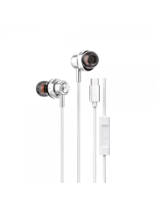 Soundme LS725M Type-C Girişli Metal Başlıklı Mıknatıslı Kablolu Kulaklık - Gümüş