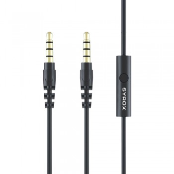 Syrox C118 Audio Aux Mikrofonlu Ses Aktarım Kablosu 3.5mm 1.5mt