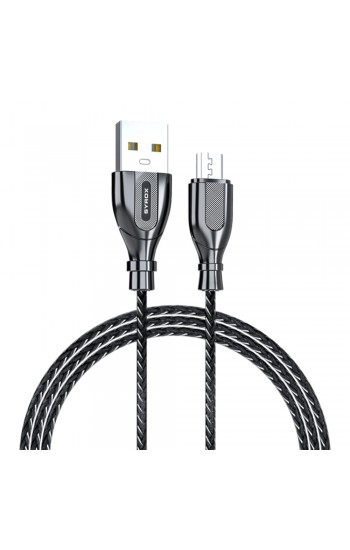 Syrox C121M Ultron Metal Örgü Micro USB Data/Şarj Kablosu 2.0A 1mt Siyah