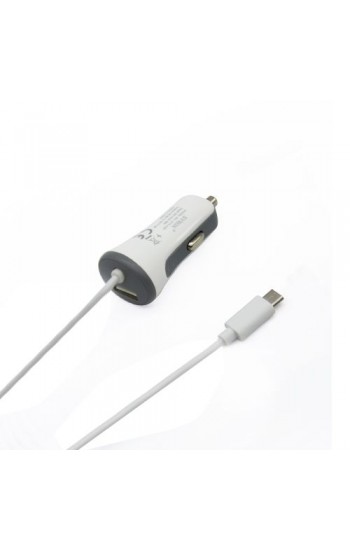 Syrox C26 Araç Şarj Aleti 3.4A Sabit Micro USB Kablo + USB Port Beyaz