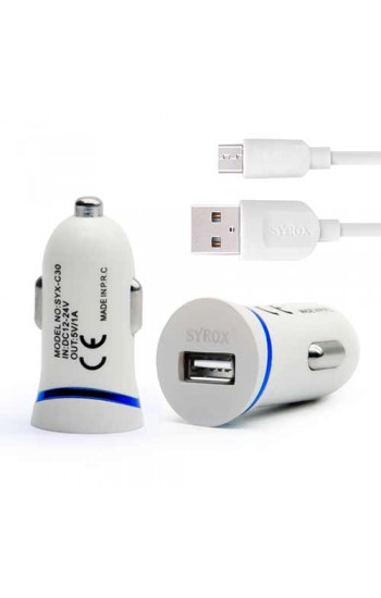 Syrox C28 Araç Şarj Aleti Micro USB Kablo Set 1.0A Beyaz…