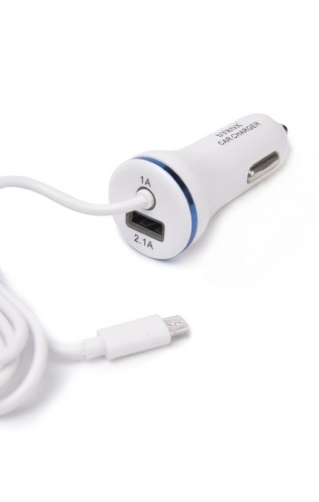 Syrox C37 Araç Şarj Aleti 3.1A Sabit Micro USB Kablo + USB Port Beyaz…