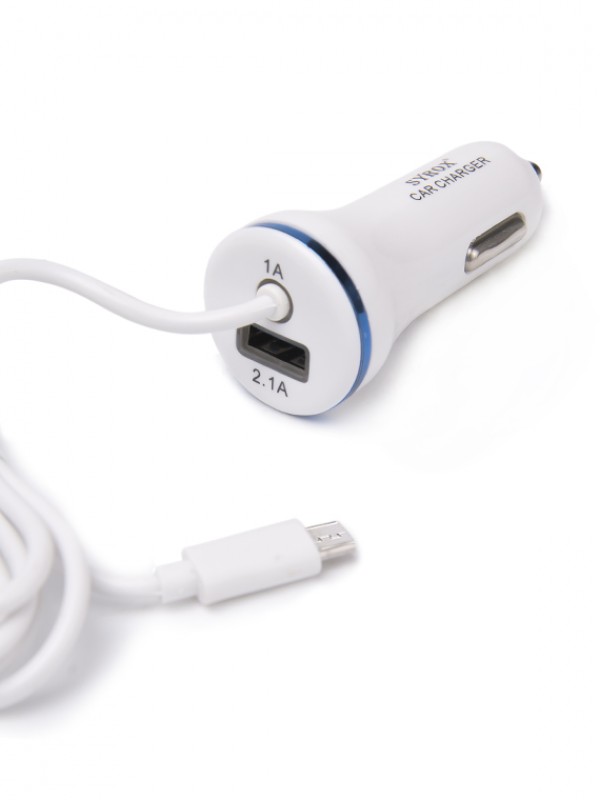 Syrox C37 Araç Şarj Aleti 3.1A Sabit Micro USB Kablo + USB Port Beya…