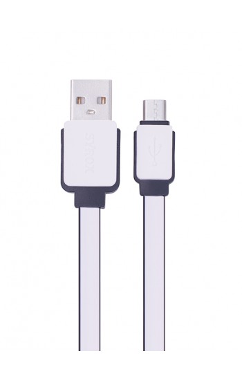 Syrox C63 Micro USB Şarj ve USB Data Kablosu Yassı 2.0A 1.2mt Beyaz