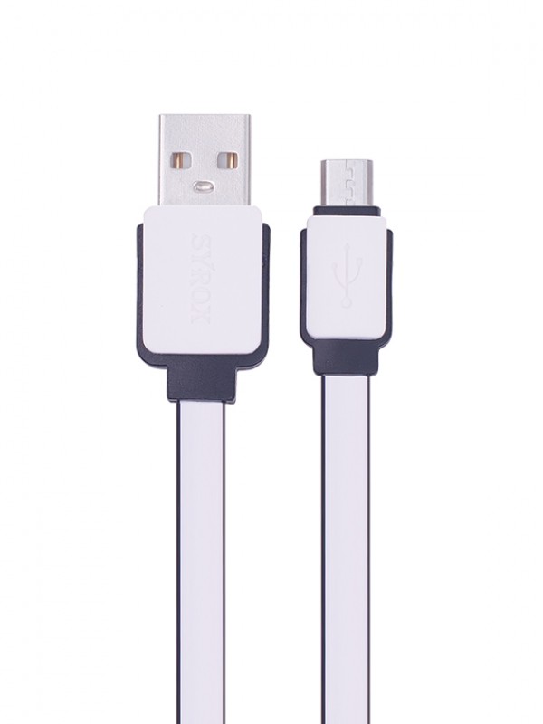 Syrox C63 Micro USB Şarj ve USB Data Kablosu Yassı 2.0A 1.2mt Beyaz…