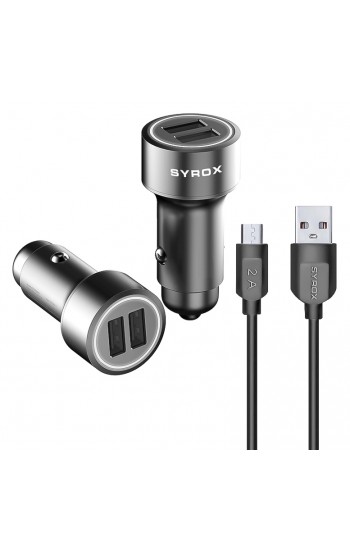 Syrox CR10 Araç Şarj Aleti Hızlı Metal Başlık ve Micro USB Kablo Set…