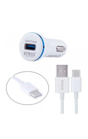 Syrox C48 Hızlı Şarj Type-C Araç İçi Oto Şarj Aleti 2.4A Beyaz&hellip;