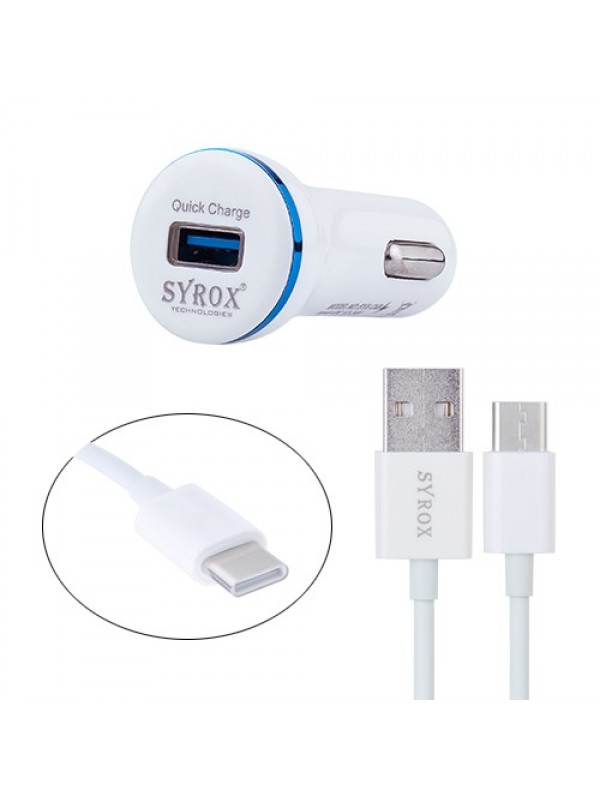 Syrox C48 Hızlı Şarj Type-C Araç İçi Oto Şarj Aleti 2.4A Beyaz Syrox C48 Hızlı Şarj Type-C Araç İçi Oto Şarj Aleti 2.4A Beyaz