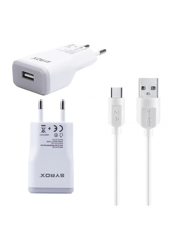 Syrox J28 Şarj Aleti Type-C Kablolu Set 2.0A Beyaz…