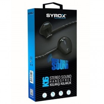 Syrox K16 Stereo Sound Kablolu Kulak İçi Kulaklık - Siyah