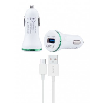 Syrox C47 Araç Şarj Aleti Micro USB Kablo Set 2.4A Beyaz Syrox C47 Araç Şarj Aleti Micro USB Kablo Set 2.4A Beyaz
