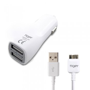 Tiger Araç Şarj Aleti ve Note 3 / S5 (USB 3.0) Kablo Set Beyaz NT-012 Tiger Araç Şarj Aleti ve Note 3 / S5 (USB 3.0) Kablo Set Beyaz NT-012