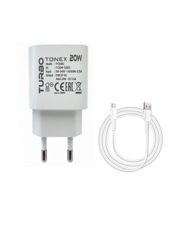 Tonex 20W 4.0A USB-A to Type-C Kablolu Şarj Aleti…