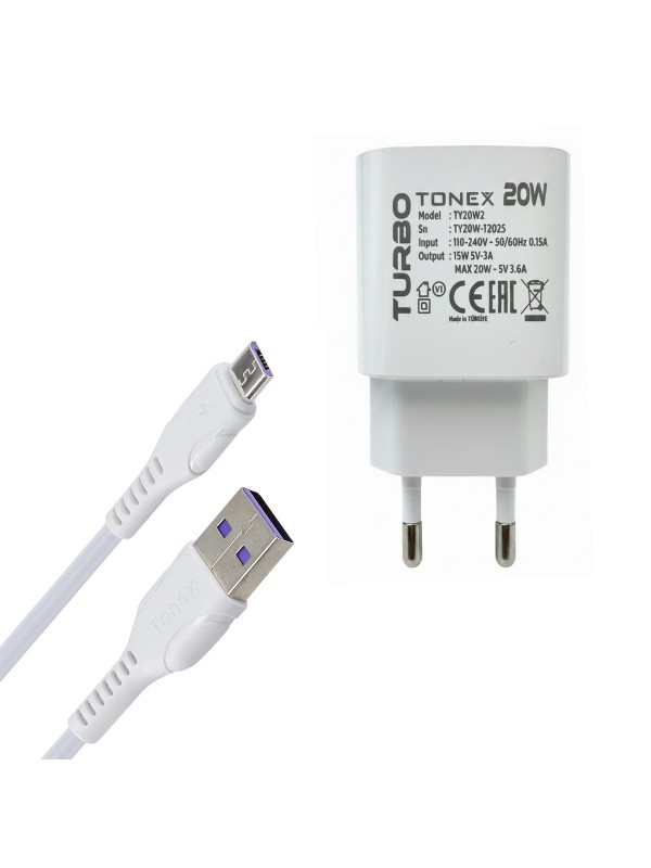 Tonex 20W 4A QC3.0 Hızlı Şarj Aleti ve Micro USB Kablo Set…