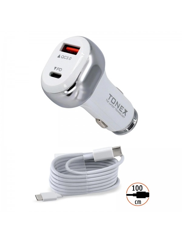Tonex TA-41W PD + USB-A Type-C to Type-C Kablolu Araç İçi Şarj Aleti…