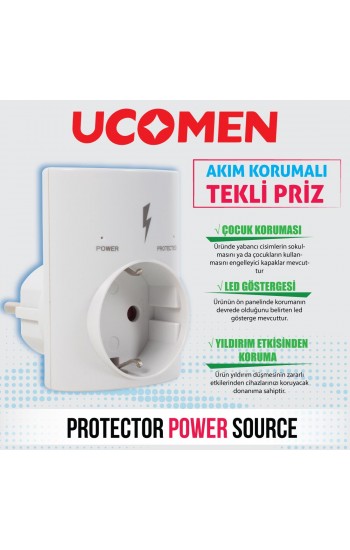 Ucomen PA-GEJ-01SD 16 Amper Akım Korumalı Tekli Priz Ucomen PA-GEJ-01SD 16 Amper Akım Korumalı Tekli Priz