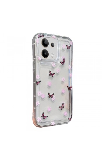 Xiaomi Redmi Note 13 4G Çiçekli Butterfly Seri Silikon Kapak