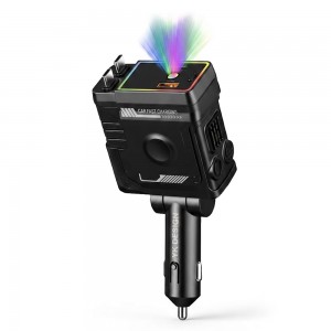 YK Design YK-OT719 120W 7 Renk Işıklı 4x Port Geri Çekilebilir Kablolu Araç İçi Şarj Adaptörü